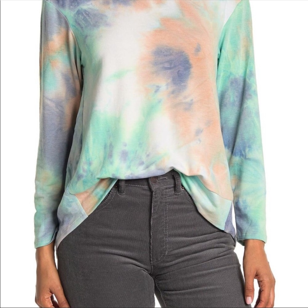 WHITE WILLOW “Tie-dye” Long Sleeve Hi-lo Pullover